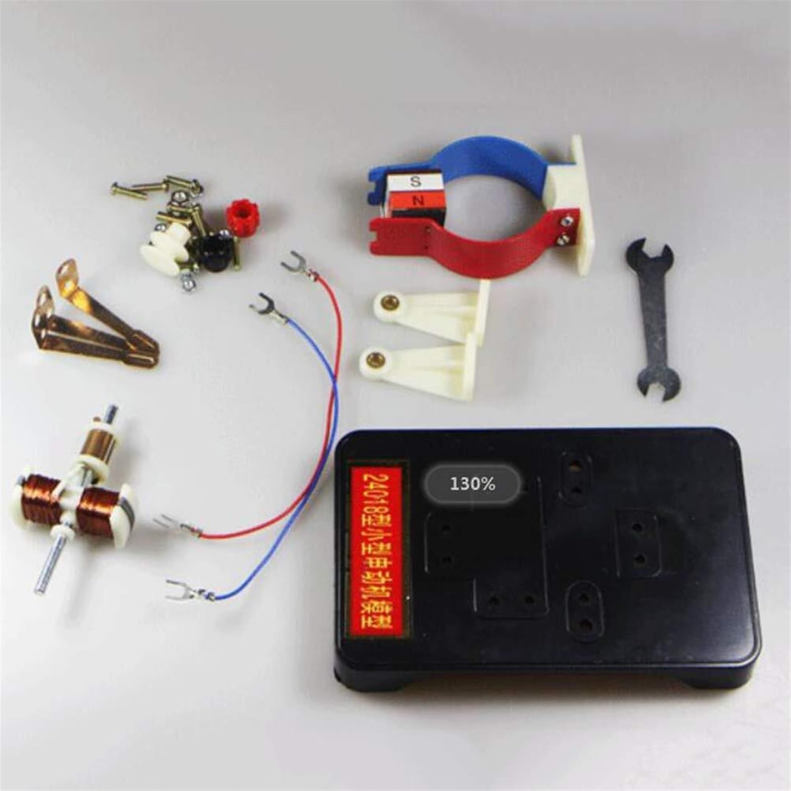 Kit de Experimento con Motor pequeño de Marco Abierto: Modelo de CC extraíble con Carcasa Transparente, Equipo didáctico de física para experimentos de electromagnetismo.