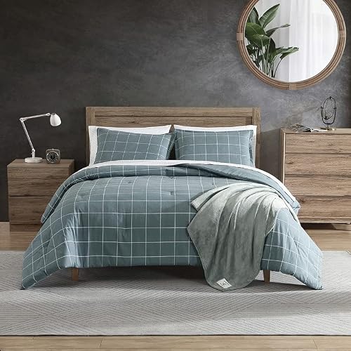 Nautica- Twin Comforter Set, Cotton Flannel Bedding Set, Soft & Cozy Home Decor (Apley Grid Grey, Twin) #TOP10