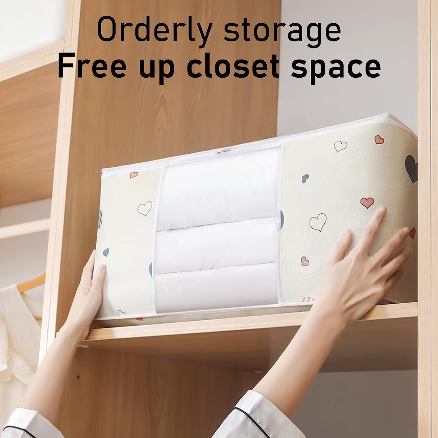 Torby Do Przechowywania Pocieszyciel Torba Do Przechowywania Z Przezroczystym Uchwytem Okna Odzież Szafa Szuflady Organizator Box Przeprowadzka(Beige,50L)