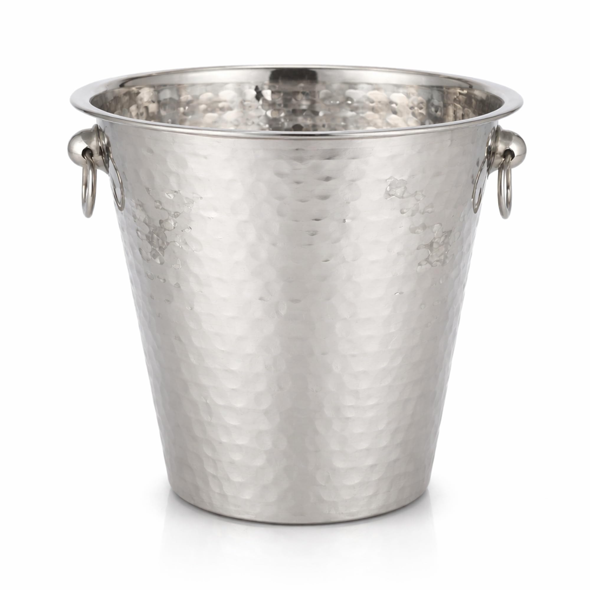 Stainless Steel Wine Bucket, Silver, Hammered Finish, Double Handle, 21x21x22 cm, Dishwasher Safe-image-4