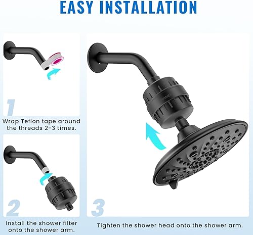 Miniatura 8 de Ryamen Filtro de ducha resistente, filtro de agua de ducha, filtro de cabezal de ducha 99% de eliminación para agua dura, metales pesados, cloro (1