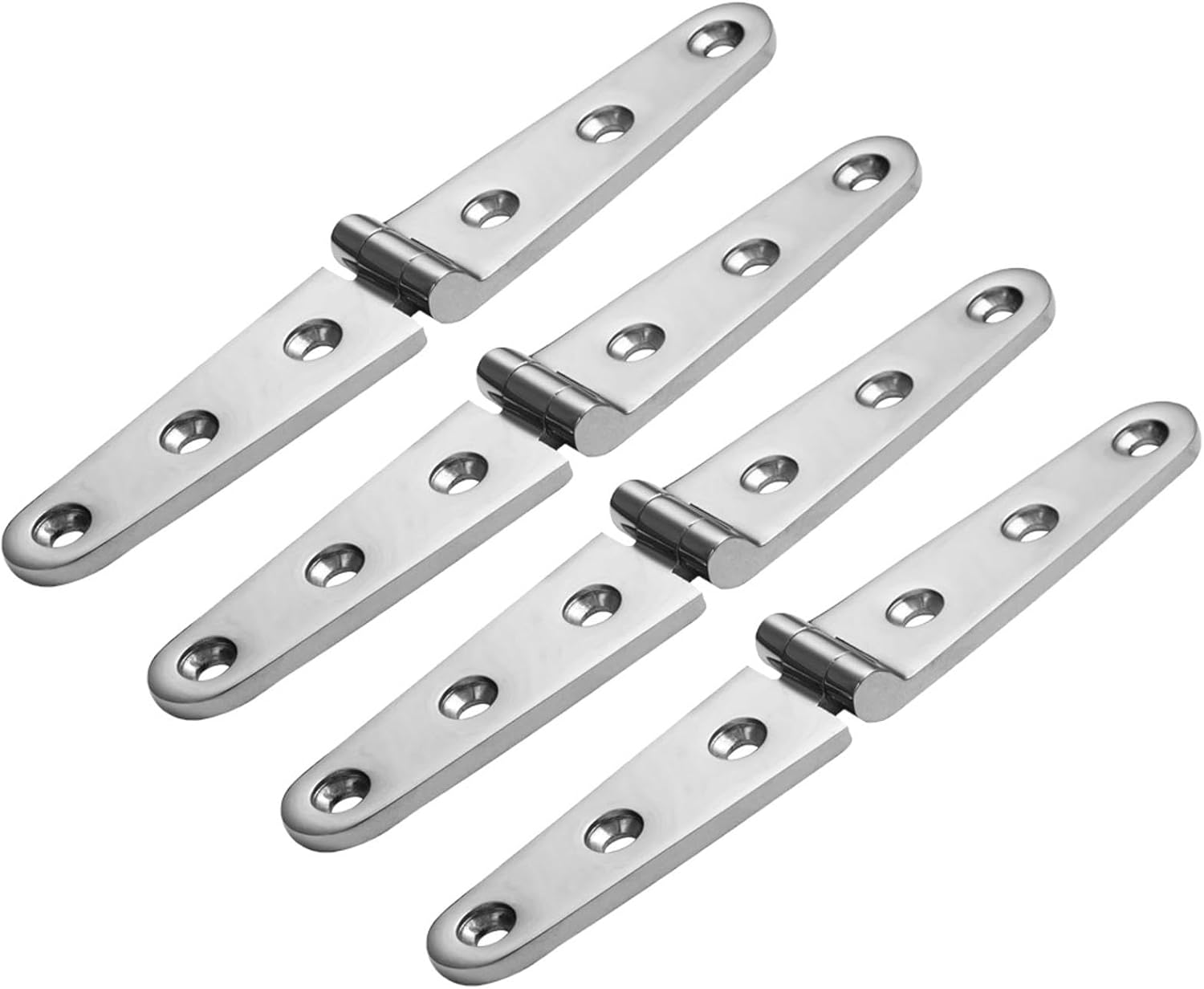 4 Pcs 316 Stainless Steel Heavy Duty Boat Hinge, Strap Hatch Casting Butt Hinge for Boat Cabinet Furniture Hardware Deck Door Hinge, 6 Holes