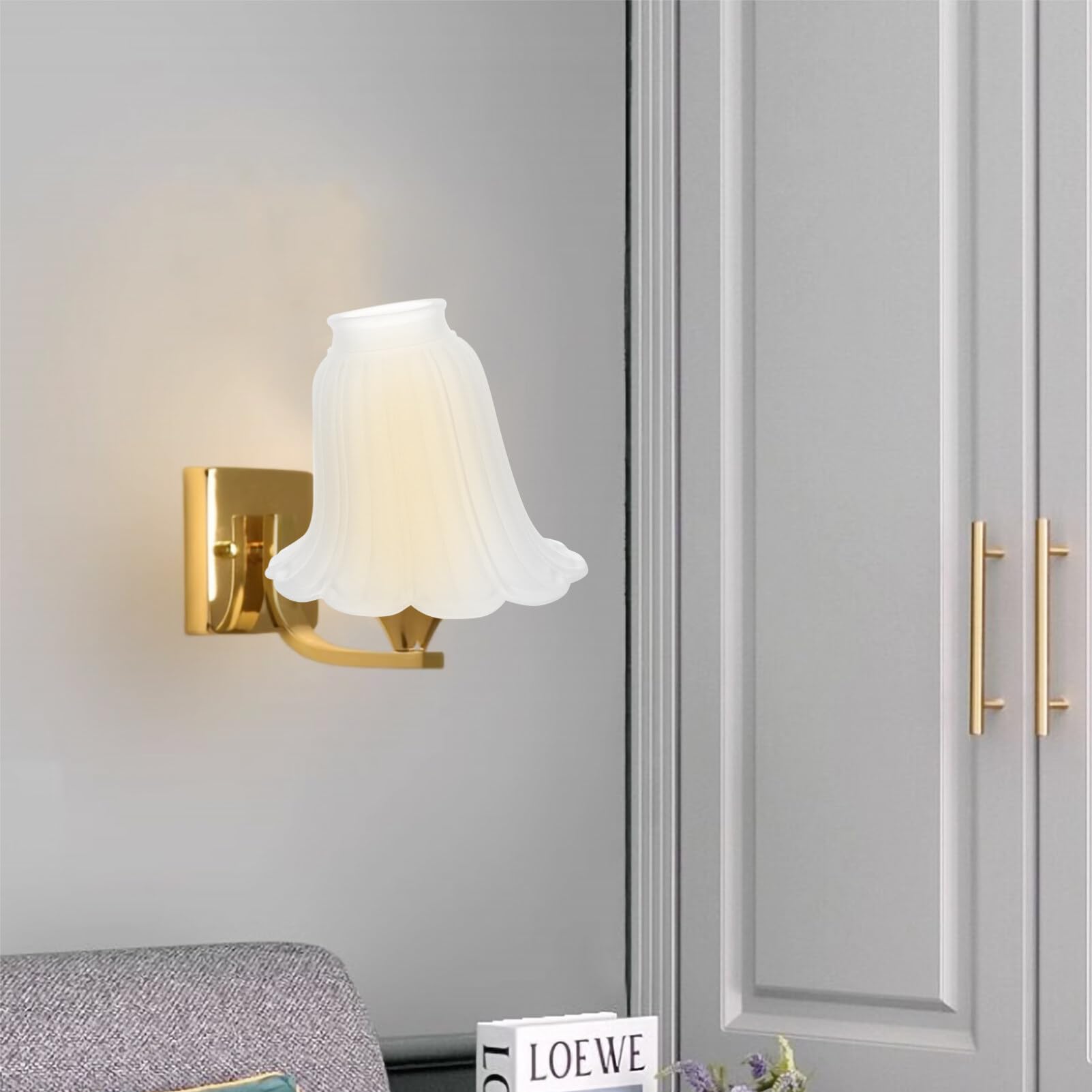 Reemplazo de pantalla de lámpara de vidrio, vidrio esmerilado con forma, 5.70 pulgadas de diámetro, blanco, para lámparas de mesa, lámparas de techo, lámparas colgantes, decoración del hogar 8