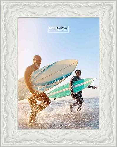 Miniatura 4 de Poster Palooza 36x25 Frame Ornate Glossy White Complete Wood Picture Frame with UV Acrylic, Foam Board Backing, & Hardware
