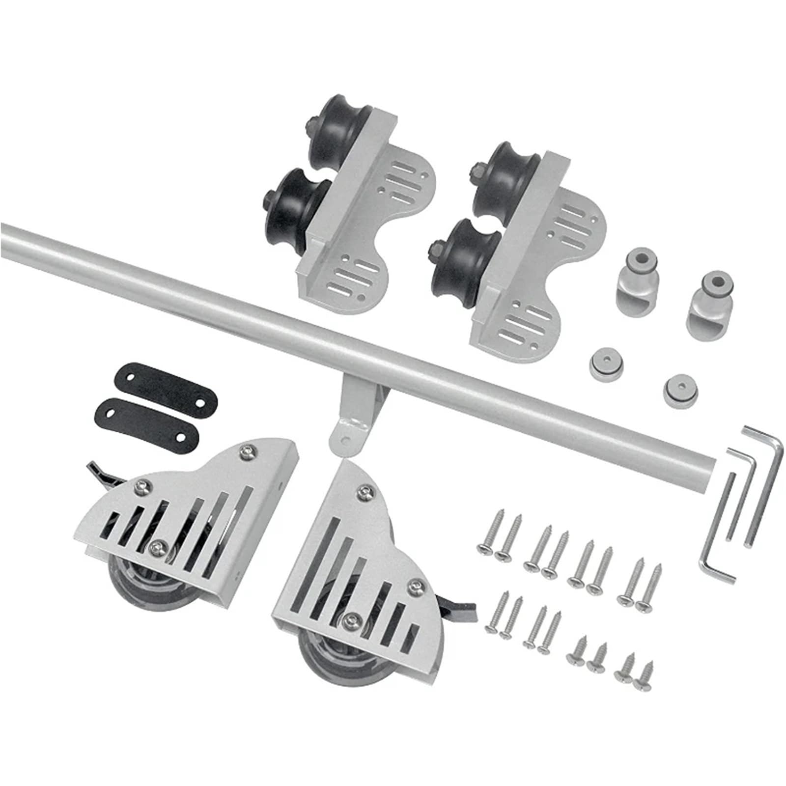 Kit quincaillerie bibliothèque coulissante 10 pieds rétractable avec rail échelle roulante argent