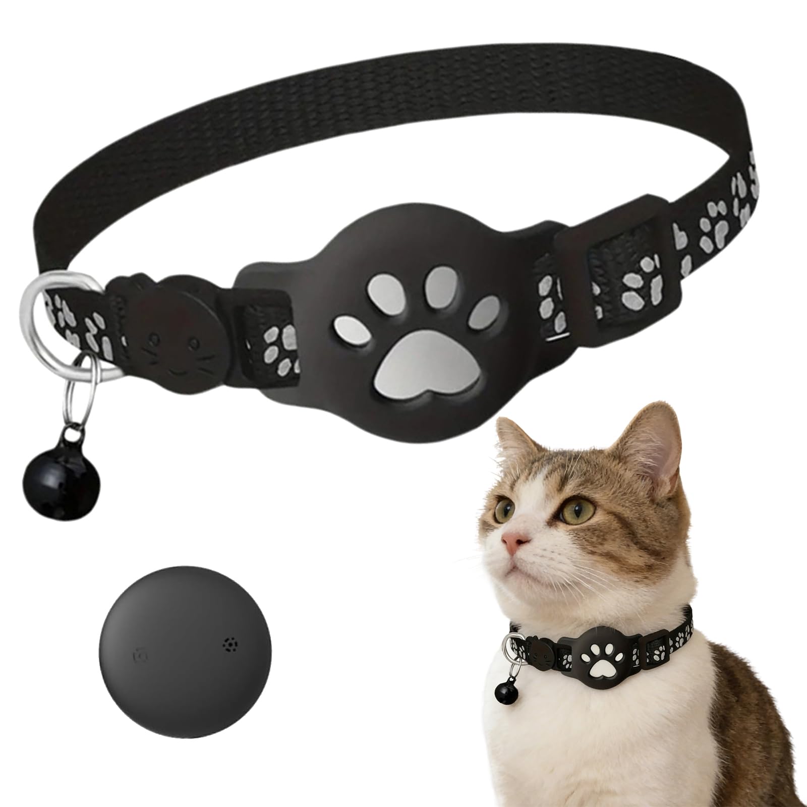 Cat Tracker Collar for Small Cats Real Time Cat GPS Tracker,No Monthly Fee,No SIM Required,Pet Tracker for Cats Works (Black 2)