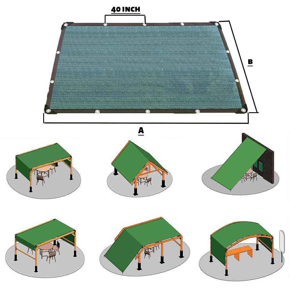 Malla Sombreo Camping,Verde Oscuro Red De Sombra 90% Protección UV,Vela Rectangular para BalcóN,ProteccióN De Plantas,Valla Perrera,Camping(6mx8m)