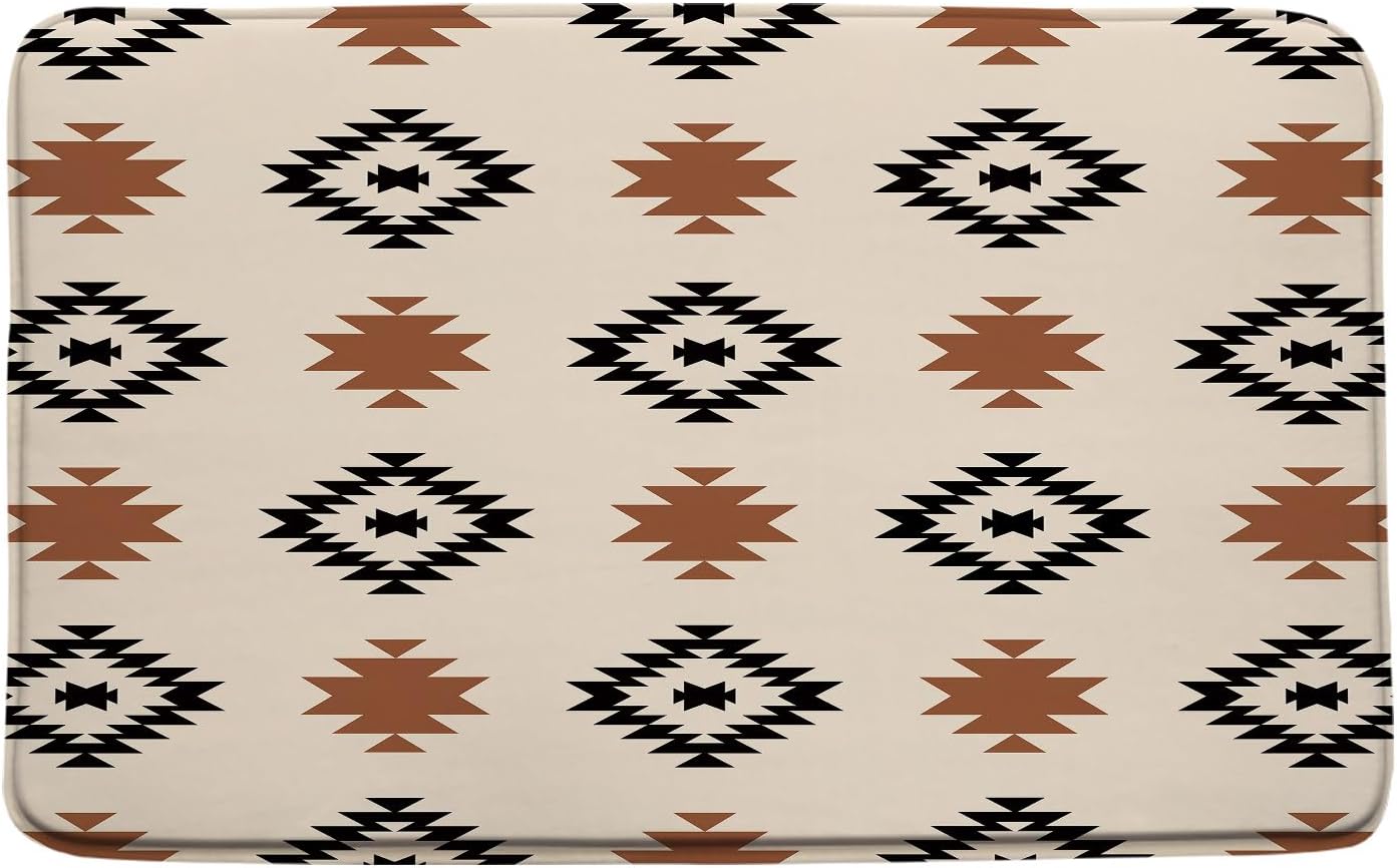 3pcs Aztec Western Bath Mat Set Geometric Boho Abstract Vintage Modern Southwest Native Bathtub Area Rugs Bathroom Decor(18x30 Inch)
