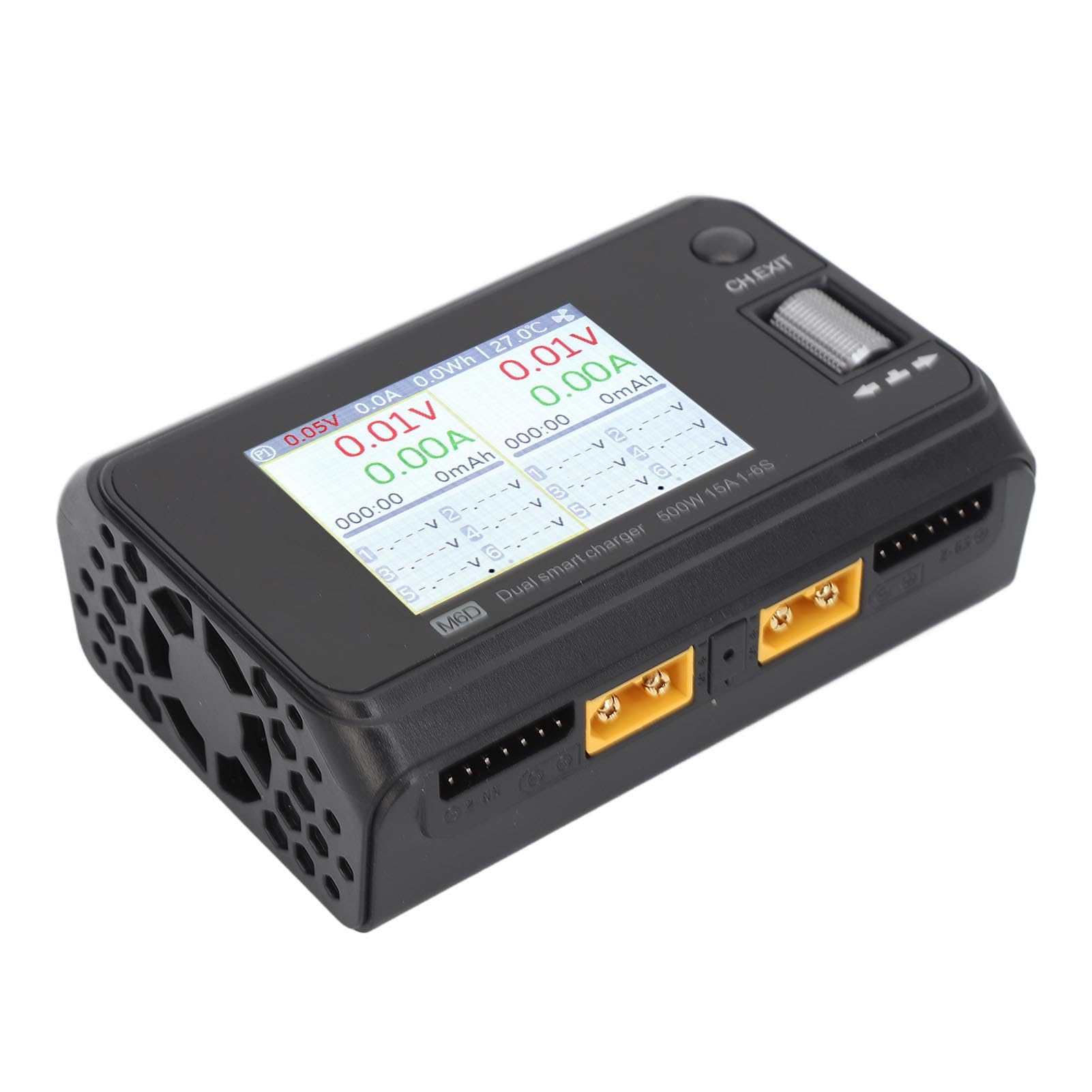 Chargeur de Sortie à Double Canal Compact Haute Performance Chargeur D'équilibre de Batterie Intelligent pour Batteries au Lithium Nimh Écran LCD 2,4 Pouces Noir