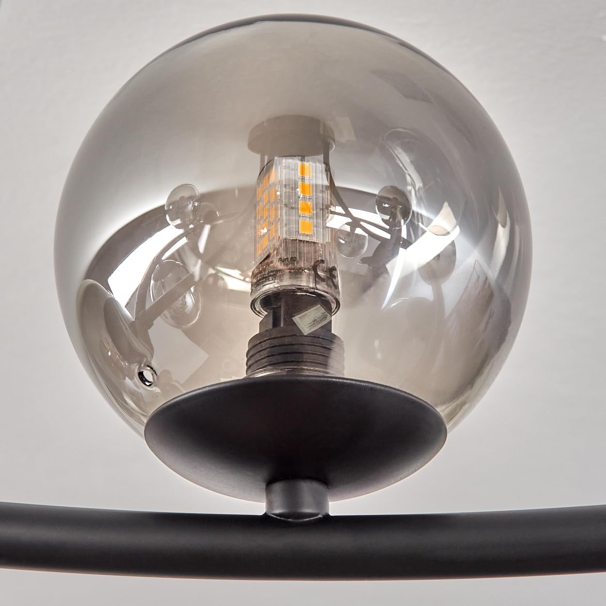 Plafonnier HOFSTEIN Chehalis, plafonnier à 12 ampoules en métal/verre noir/couleur fumée, luminaire au design rétro/vintage (abat-jour Ø 10,12 cm), G9, salle à manger, salon, cuisine, couloir, bureau
