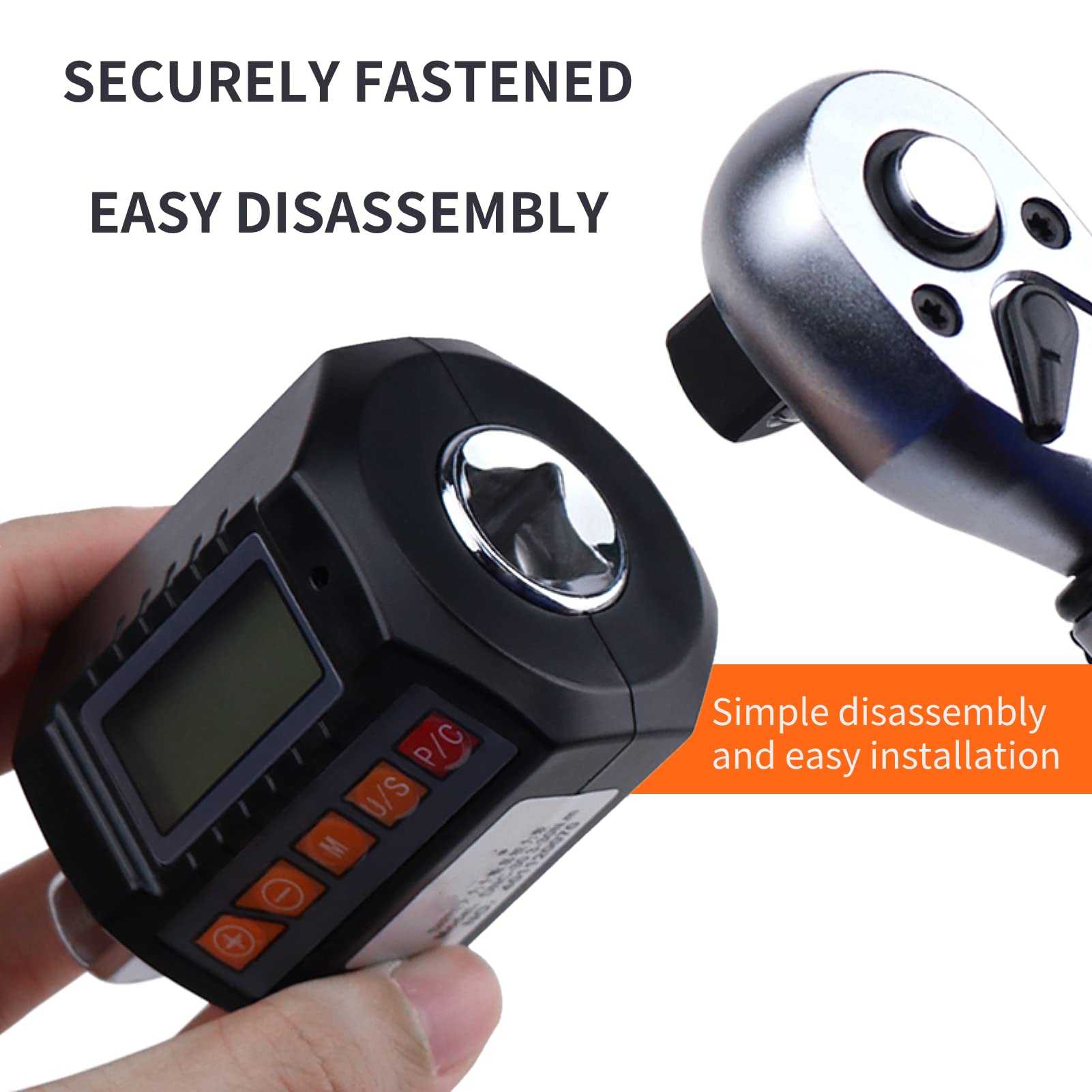Adaptateur de couple numérique 1/2 ", adaptateur de couple numérique électronique de haute précision, avec tournevis, mètre de torsion à affichage numérique portable, fonction d'alarme sonore