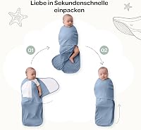 Sac de dormit pentru bebeluși Momcozy cu închidere silențioasă, 0-3 luni, reduce reflexul Moro, 2 bucăți, albastru și verde 6