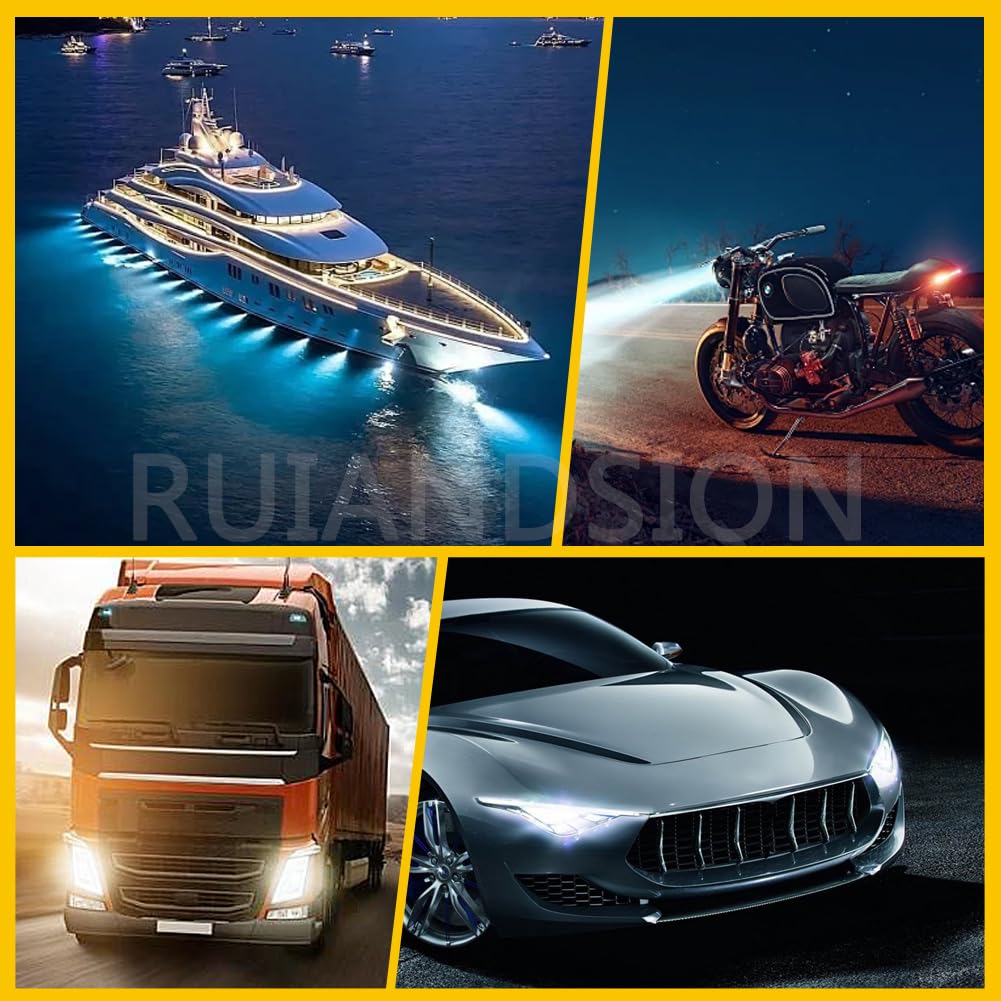 Ruiandsion - Lot de 2 phares LED avant H4 de 6 V à faisceau double haut et bas, 6000 K, couleur blanc 3570 puce pour motos, voitures et vélos, lumière antibrouillard