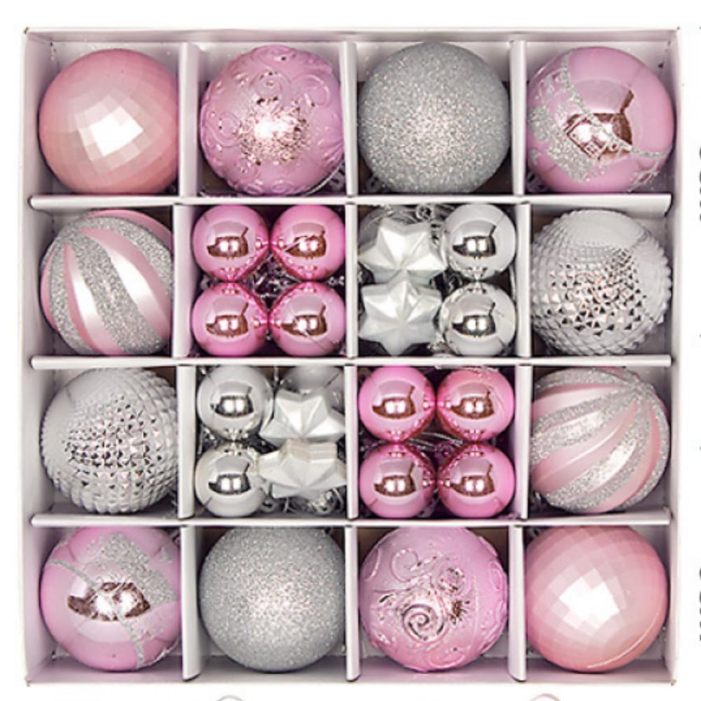 40 Macaron geschilderde kerstboomballen, diverse pastelkleurige