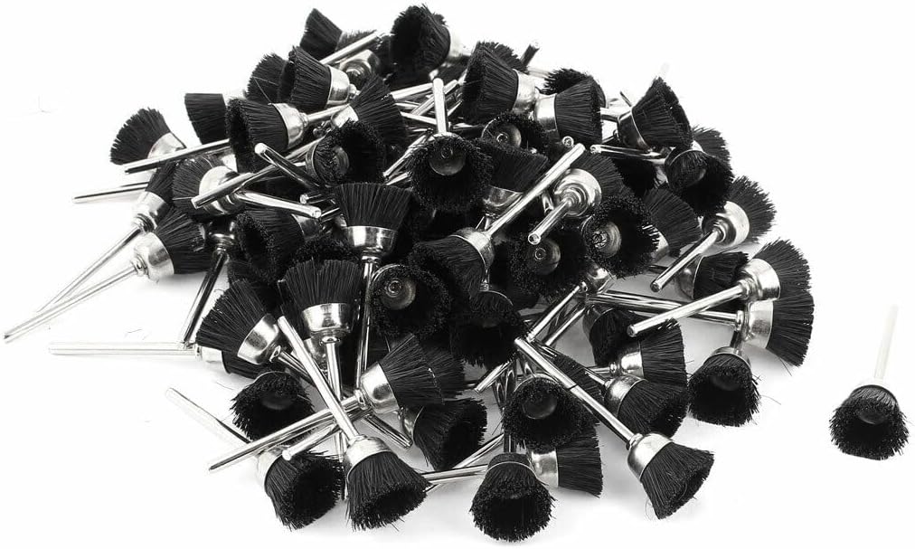Toolparts And Accessories 100 Pcs 2.3mm Shank 15mm Cup Shape Nylon Wire Polishing Brush For Rotary Tool (#CN#130824-02481)