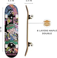 Vista 2 de Patineta para principiantes, 31 pulgadas, patineta completa para niños, adolescentes y adultos, 8 capas de arce de doble patada Cruiser patineta