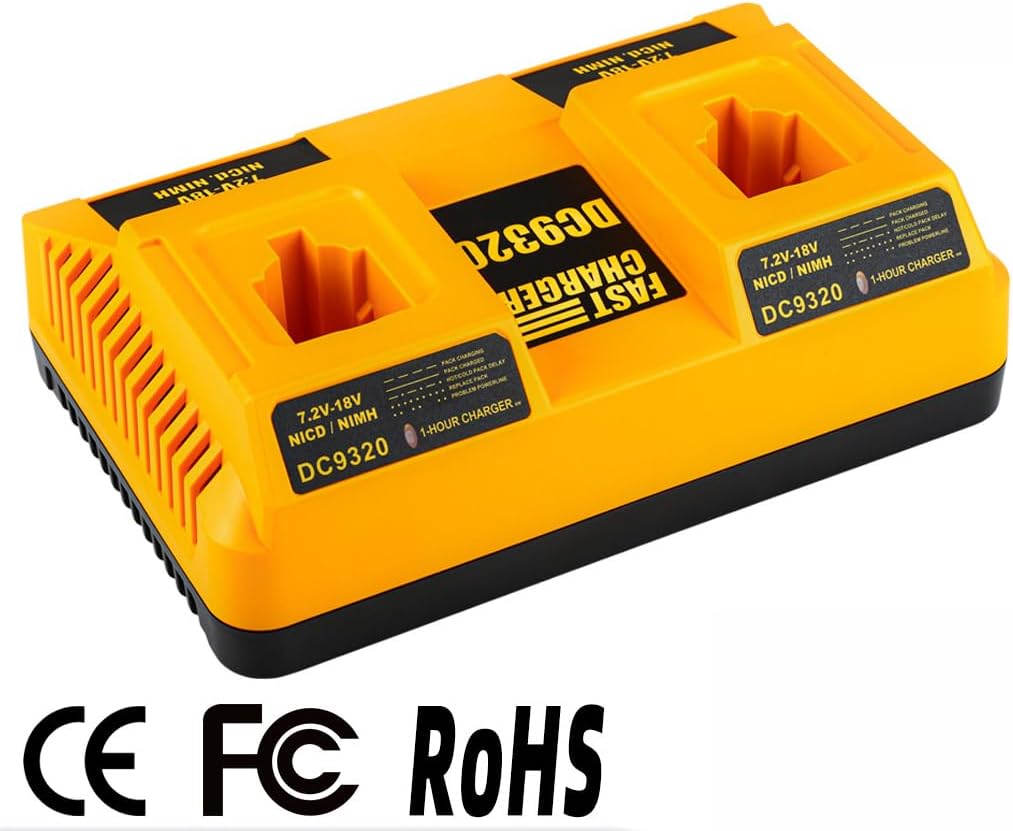 DC9310 DC9320 Dual Port Charger for Dewalt 18V 14.4V 7.2V XRP Batteries for NI-CD NI-MH Battery DC9096 DC9098 DC9099 DE9057 DW9096 DW9094 DW9072 for Battery Charger