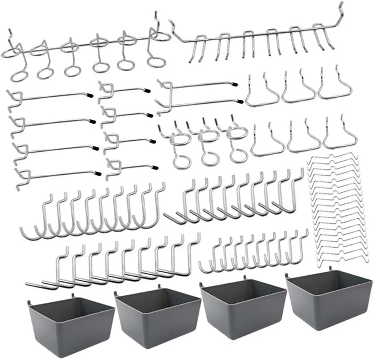 Pegboard Hooks Assortment 3set Pegboard Accessories Organizer Kit for 2.5 cm Hole Distance Various Tools Hole Board Hooks Wall Hanger 80Pcs/Set