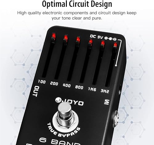 Miniatura 19 de JOYO Pedal de distorsión de alta ganancia de AC/DC Crunch a Heavy Metal con ecualizador de rango completo para efecto de guitarra eléctrica - Bypass