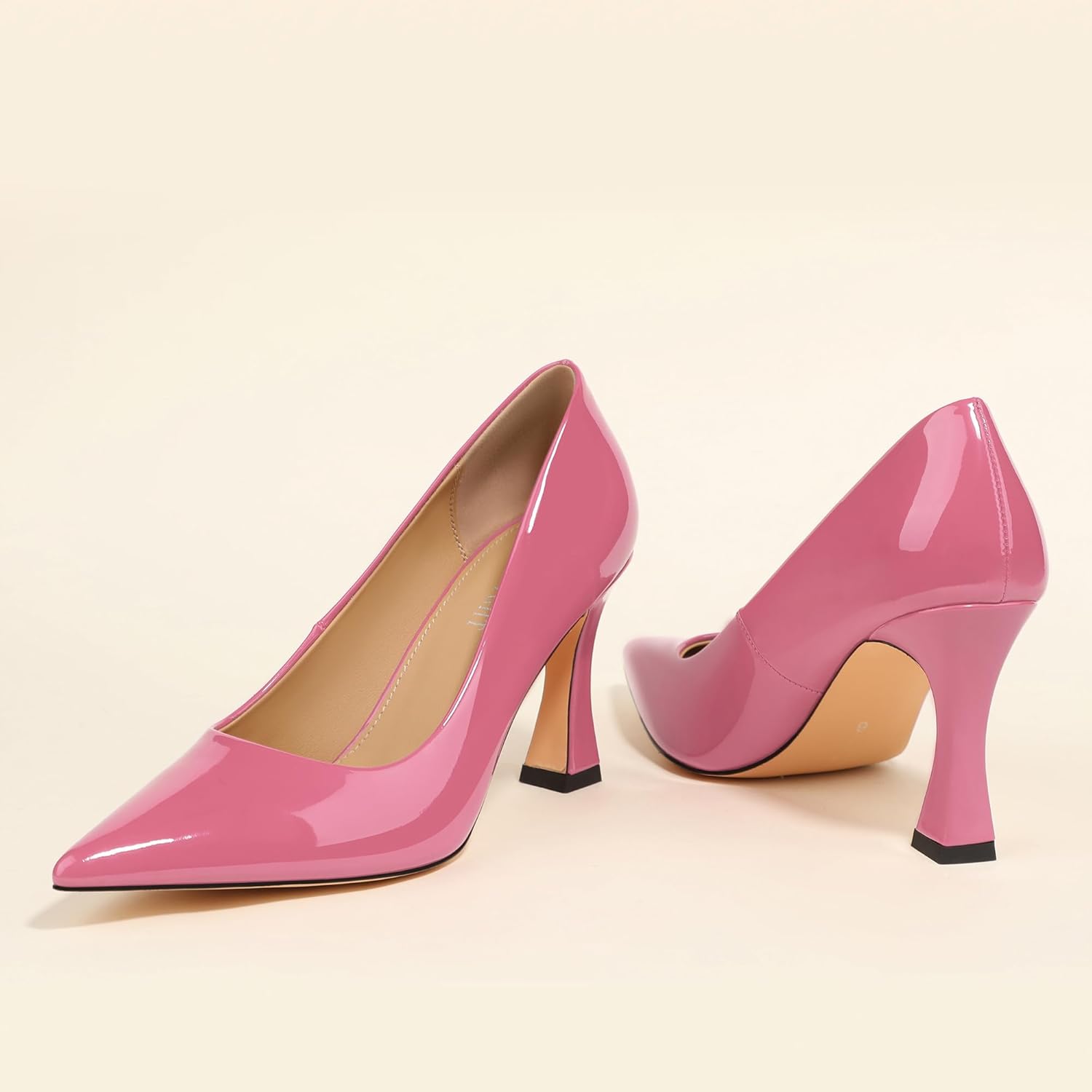 AMBELIGHT Women's Pumps Closed Pointed Toe High Heels Classic Slip On Pumps Sexy Patent Leather Stiletto Heels 3 Inch Wedding Bride Formal Dress Heel Shoes for Women - Image 6