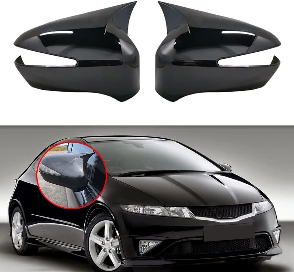 Door Mirror Covers Car Rearview Mirror Cover Caps, Rearview Mirror Cover ABS Car Side Cap, 2005-2011 Compatible with Honda Civic 8th - Carbon Fiber