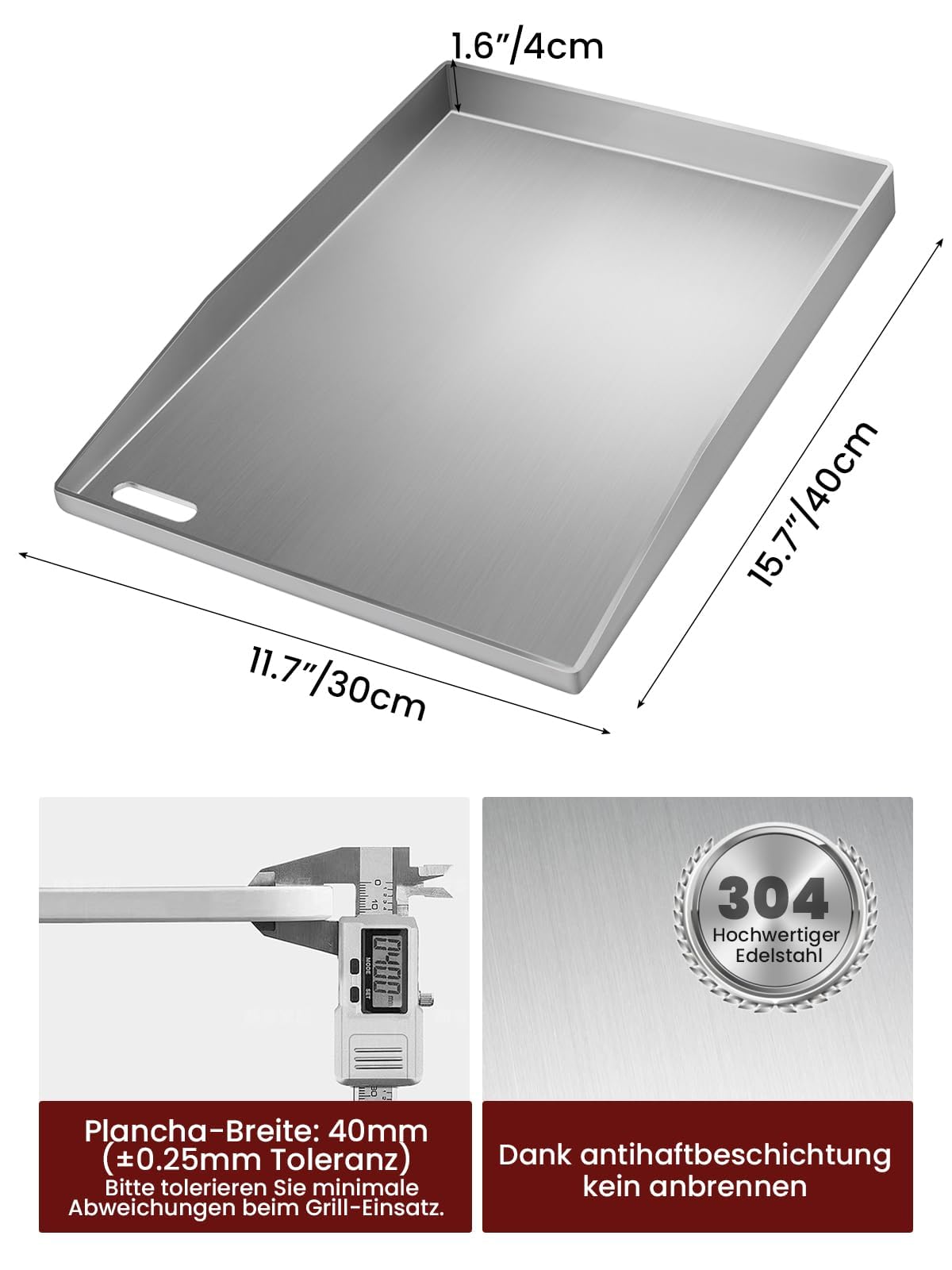 Youyijia Piastra per Barbecue Plancha in Acciaio Inox Massiccio da 4 mm con 2 Griglie e una Spazzola, Griglia a Gas con Angoli Sigillati, Perfetta per Barbecue a Gas e a Carbonella