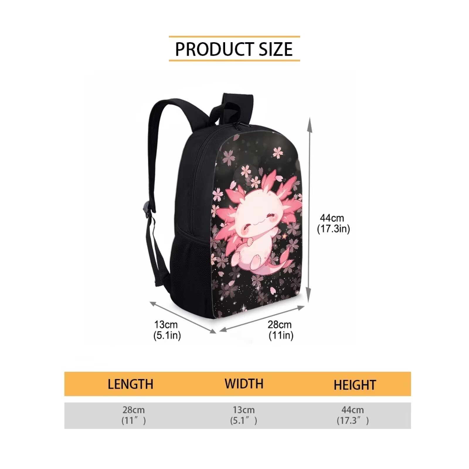 HELLHERO Kawaii Axolotl Backpack for Girls 6-8 10-12 Cherry Blossom School Bag with Lunch Box Pencil Case Teen Schoolbag Kids Bookbag Set Elementary School Backpacks Kindergarten Preschool Back Pack