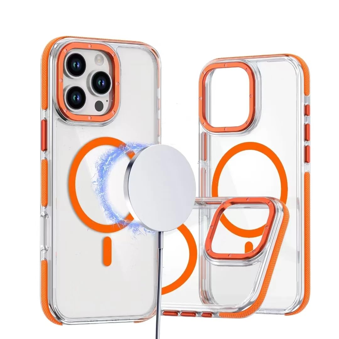 Custodia trasparente di lusso antiurto con ricarica wireless per iPhone 15 Pro e chiusura magnetica (per iPhone 15 Pro/VIOLA)