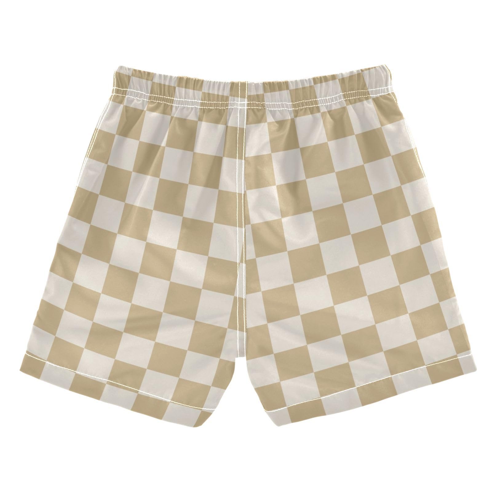 Brown Checkerboard Boys Swim Trunks Buffalo Checkered Plaid Toddler Beach Board Shorts Baby Summer Bathing Suit 3T