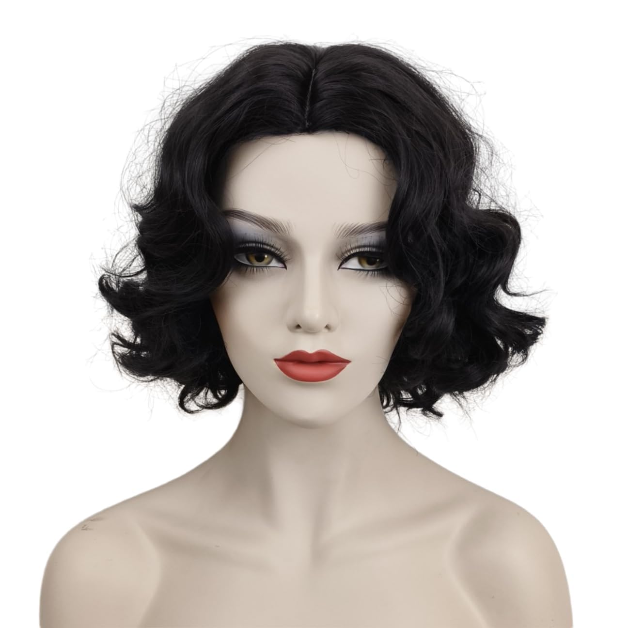 Short Dark Brown Wig for Women Girls Curly Hair Halloween Costume Party Synthetic Wig