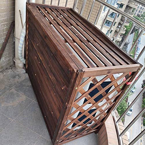 Cache-climatiseur bois marron pour sublimer votre balcon fleuri