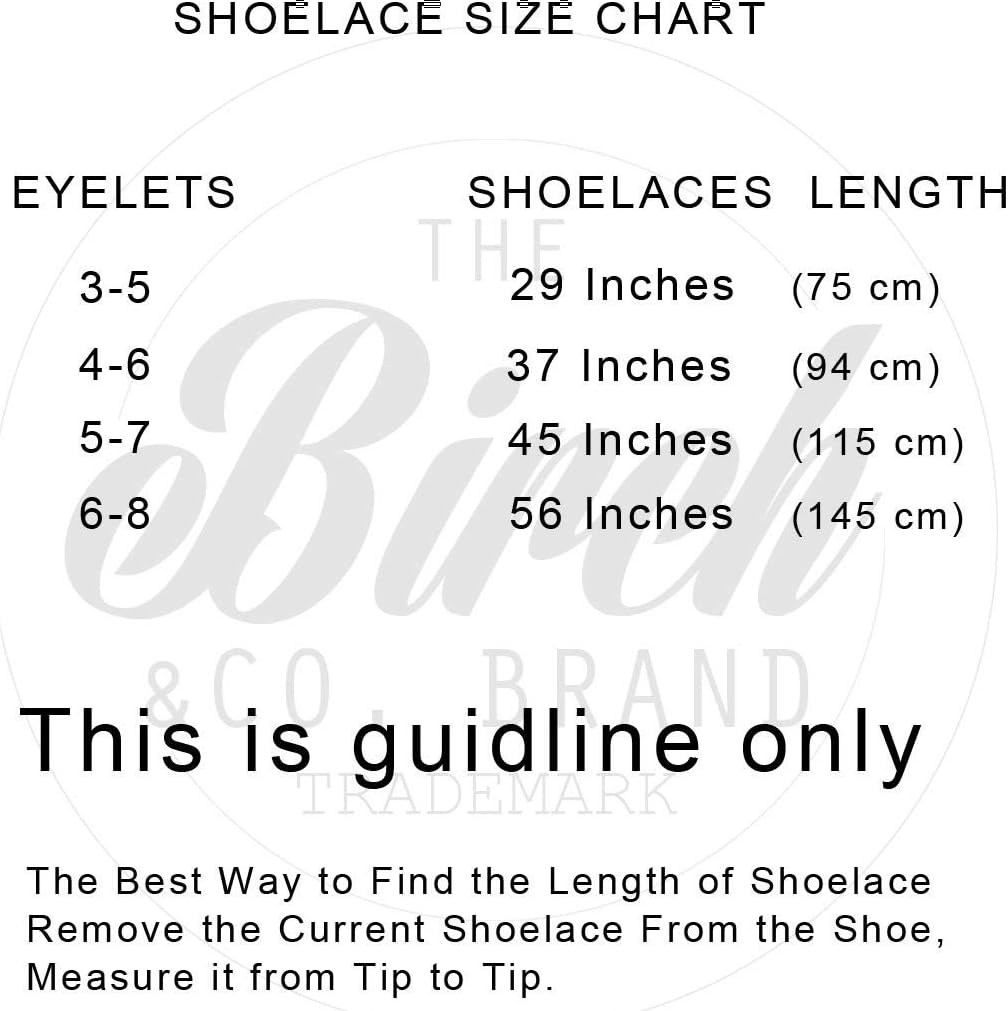 BIRCH's Oval Shoelaces 27 Colors Half Round 1/4" Shoe Laces 4 Different Lengths
