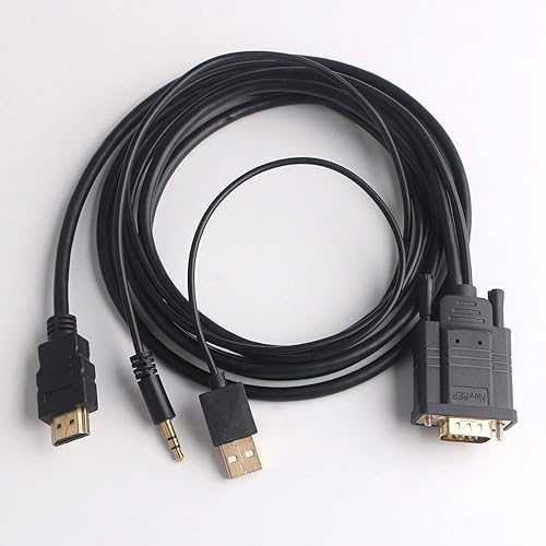 Miniatura 6 de NewBEP Cable adaptador VGA a HDMI, 6 pies5.9 ft VGA a HDMI 1080P HD Audio TV AV HDTV Cable convertidor de video con cable de audio de 0.138 in y
