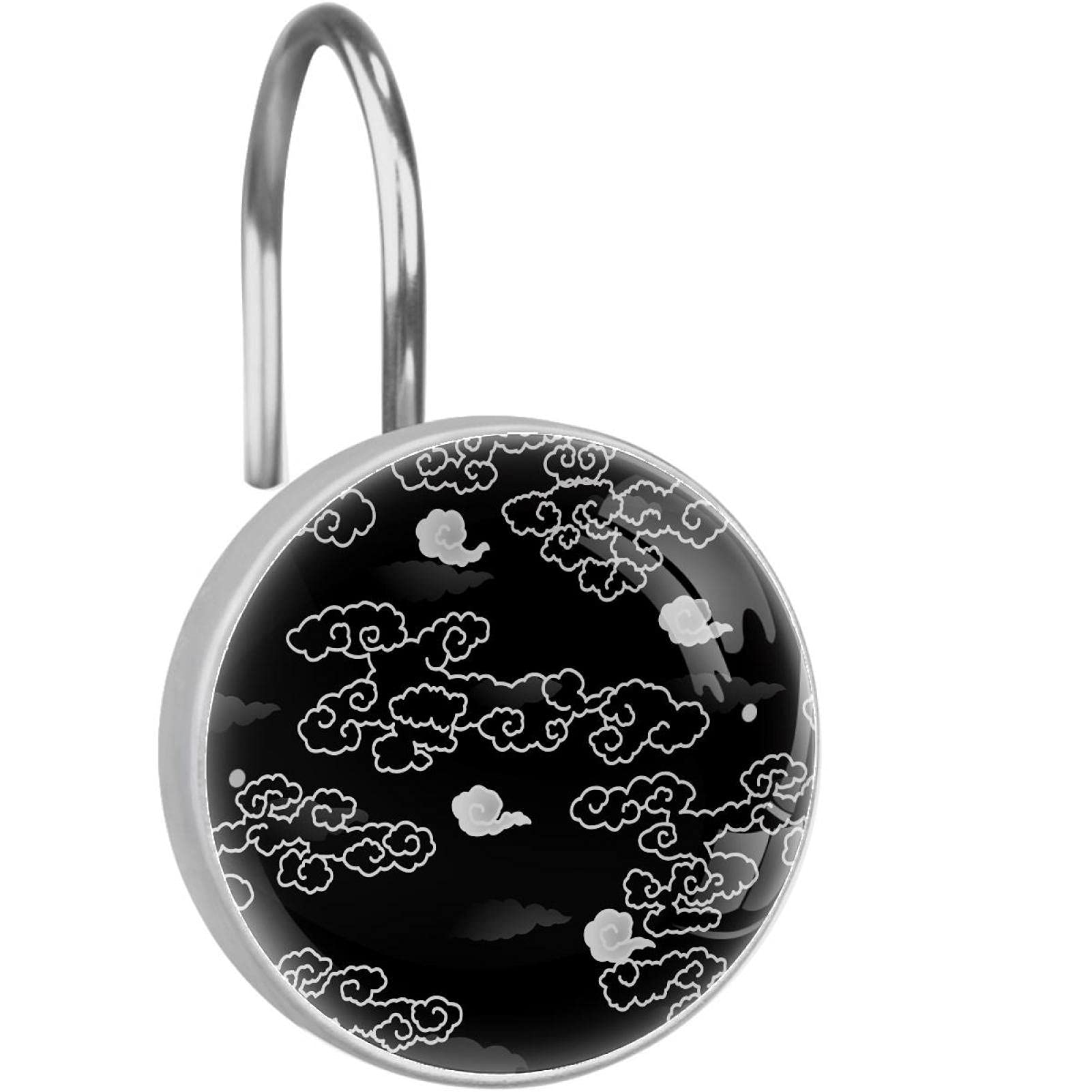 Anneaux de rideau de douche en acier inoxydable durable avec motifs nuages japonais