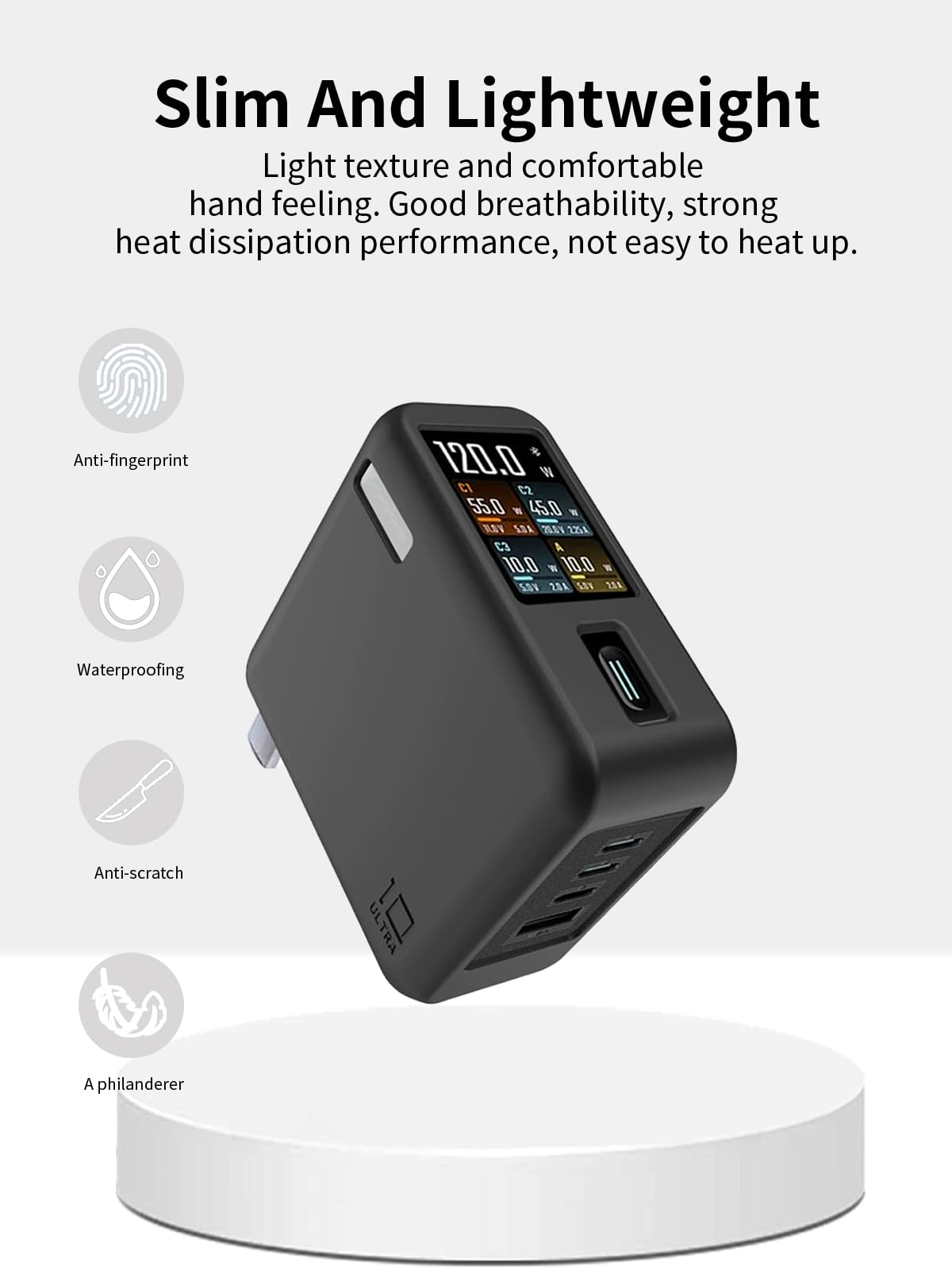 Silikonowe etui do Cuktech 10 Super Power Charger Ultra Power Bank, funkcja oświetlenia nocnego, odporne na zarysowania, uderzenia, tragba, czarne