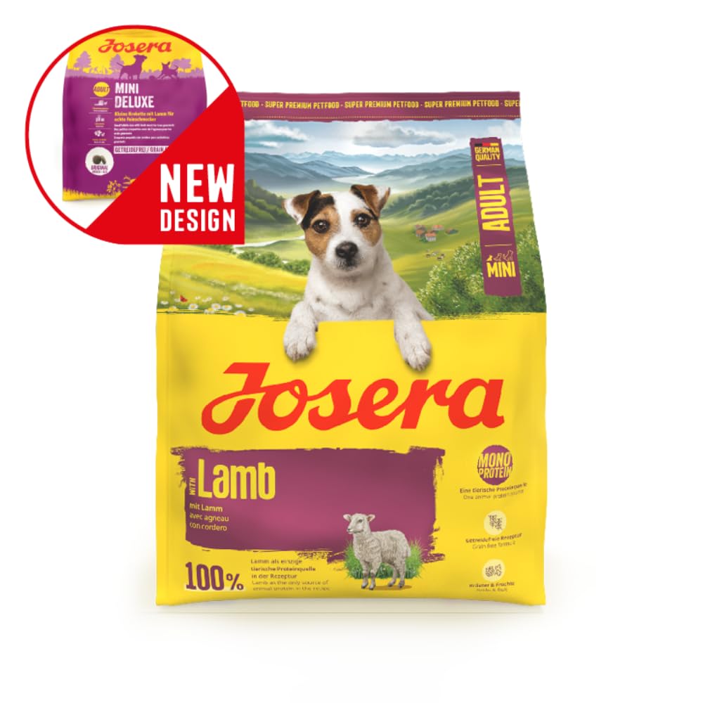 JOSERA Mini jagnięcina dla dorosłych (3 x 3 kg), sucha karma premium dla dorosłych psów małych ras, ze słodkimi ziemniakami, ziołami i owocami, małe krokiety, ekstra tolerowana, bez zbóż, 3 sztuki w