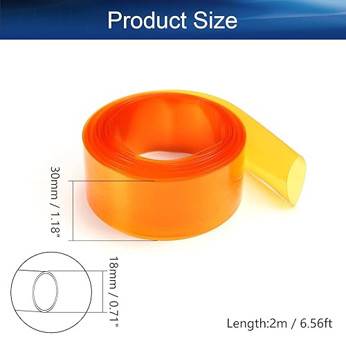 Miniatura 2 de Bettomshin Tubo termorretráctil de batería de ancho plano de 1.18 pulgadas, tubo de envoltura de calor de PVC, 6.56 pies de longitud, oro