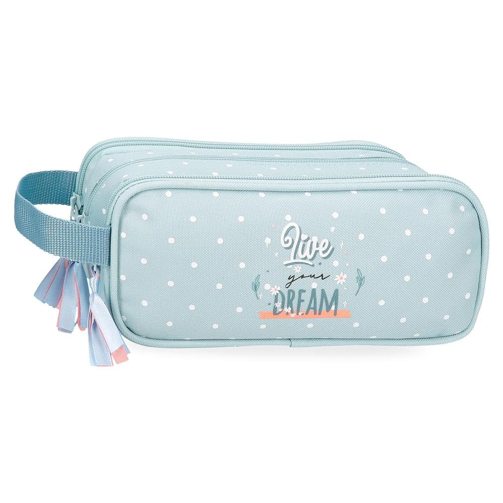 Movom Live Your Dreams Triple Pencil Case Green 22x10x9cm Polyester by Joumma Bags, Green, Triple Case