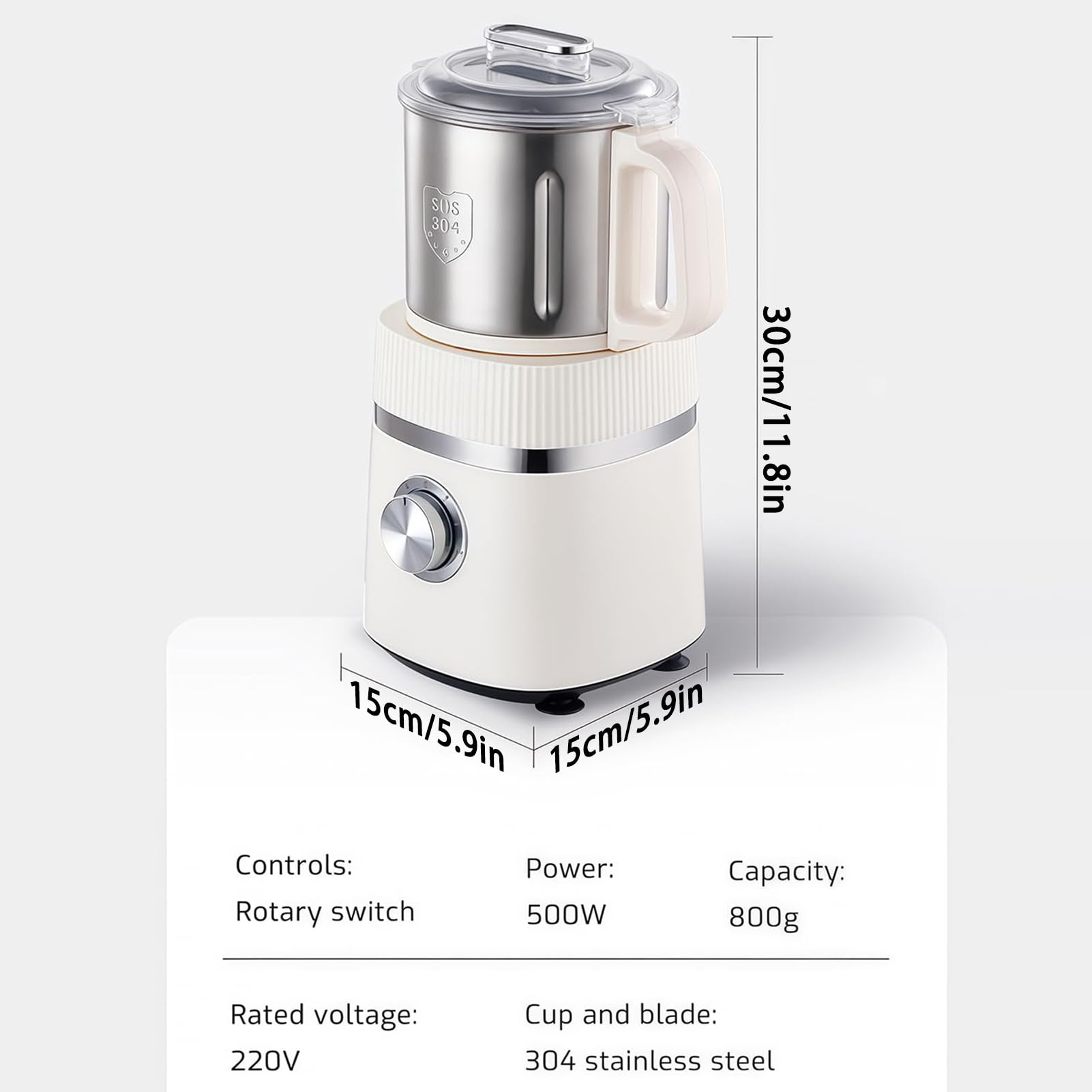 Macinacaffè Versatile Da Cucina, Mulino Per Cereali Da 500 W Con 2 Lame E Design Diviso Regolabile A 4 Velocità, Macina Spezie Elettrico Con Tazza In Acciaio Inossidabile 304 Per Macinare Caffè Green