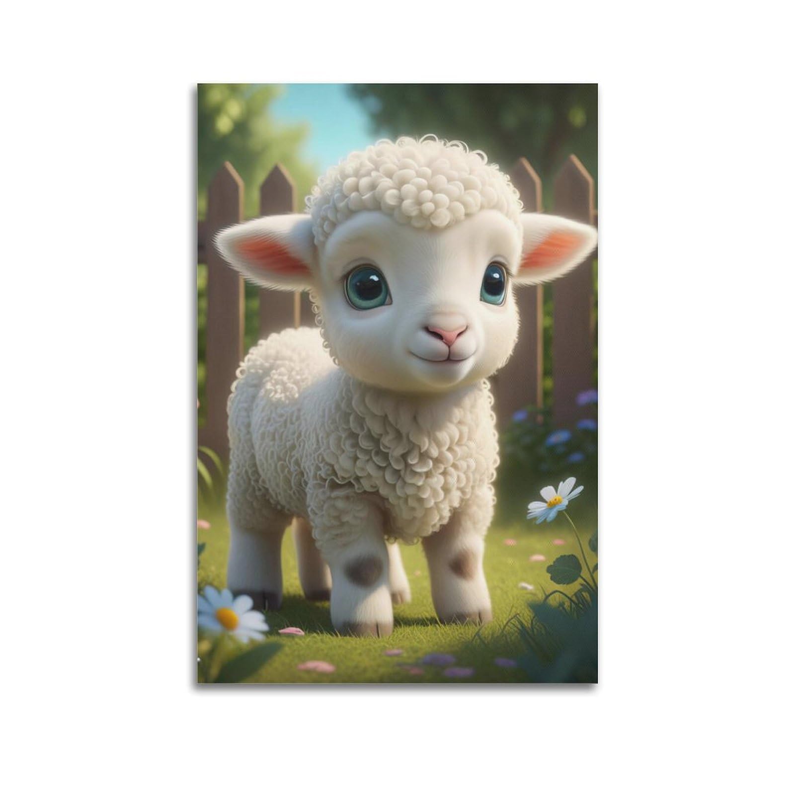 WZKTCL Animal Artwork Poster Cute Little Sheep Poster Decorative Painting Canvas Wall Posters And Art Picture Print Modern Family Bedroom Decor Posters 24x36inch(60x90cm)