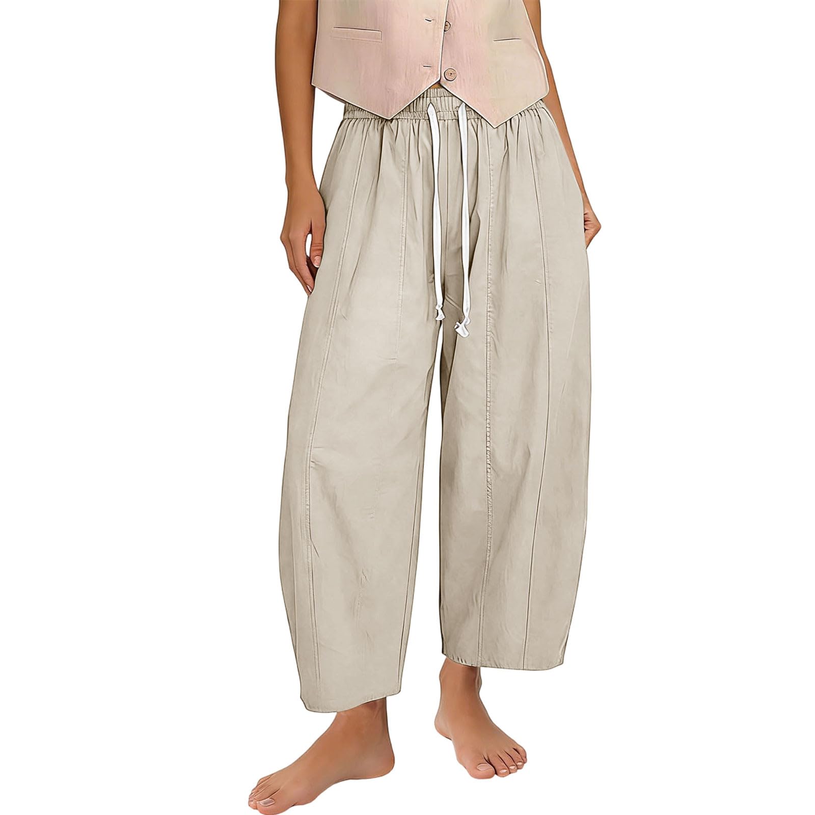 Women's Wide Leg Pants Pleated Loose Casual Oversized Baggy Lounge Trousers
