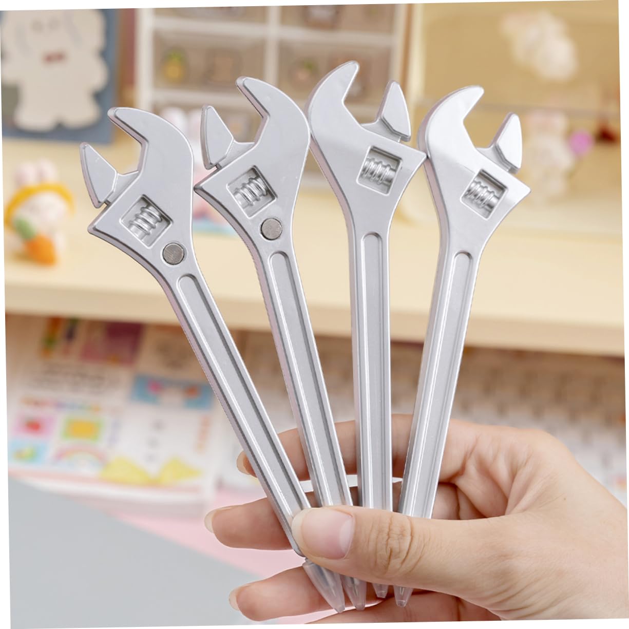 jojofuny 5 Set Penna A Sfera Con Chiave Inglese Divertente Carino Ballpoint Studenti in Classe Meccanico Penne A Sfera Inchiostro Blu Pratiche Penne A Chiave Inglese Pp Argento 6 Pezzi * 5