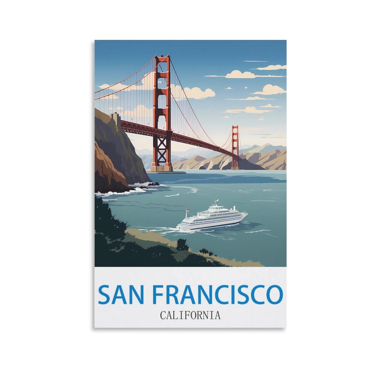 Ndoud San Francisco California Vintage Travel Posters 20x30inch(50x75cm) Wall Art Picture Print Canvas Painting for Living Room Home Decor
