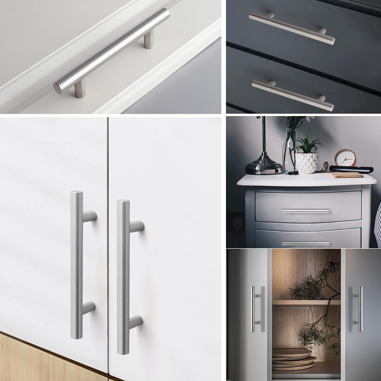 Brushed Nickel Stainless Steel Cabinet Bar Pulls with Mounting Hardware