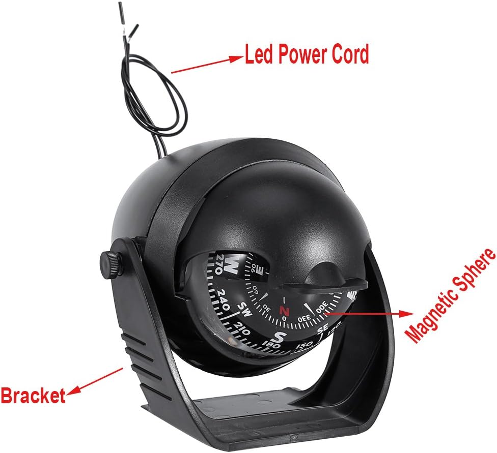 Digital Marine Compass,Outdoor Compass High Precision LED Light Pivoting Compass Navigation Electronic Navigation Compass for Car Boat Marine : Sports & Outdoors