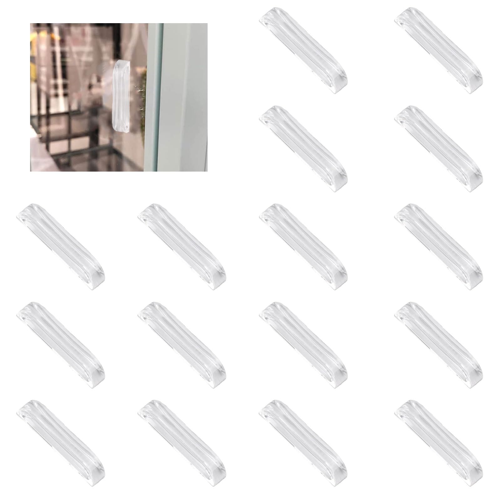 MOROBOR Mini Acrylic Pull Knobs, 16pcs Square Transparent Acrylic Knobs 1.9 inches Self Adhesive Crystal Clear Shiny Knob for Mirror Closet Box Gift Case Decoration