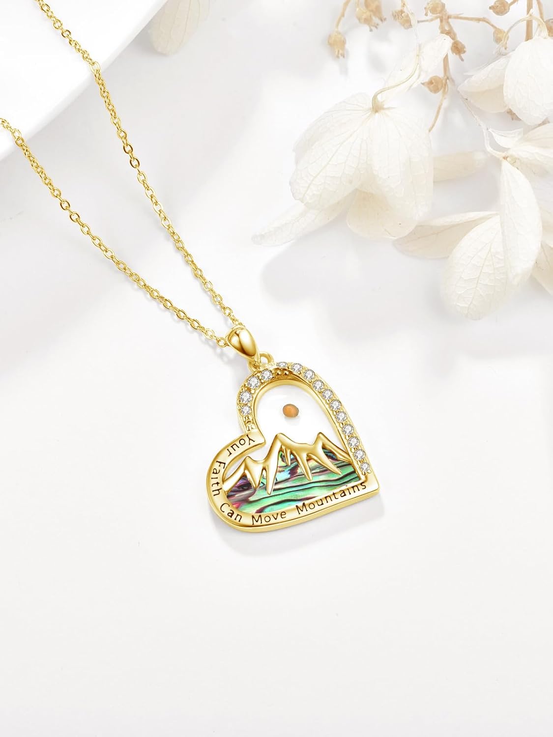 Mustard Seed Heart Necklace for Women Sterling Silver Your Faith Can Move Mountains Pendant Christian Jewelry Inspirational First Communion Confirmation Gifts - Image 3