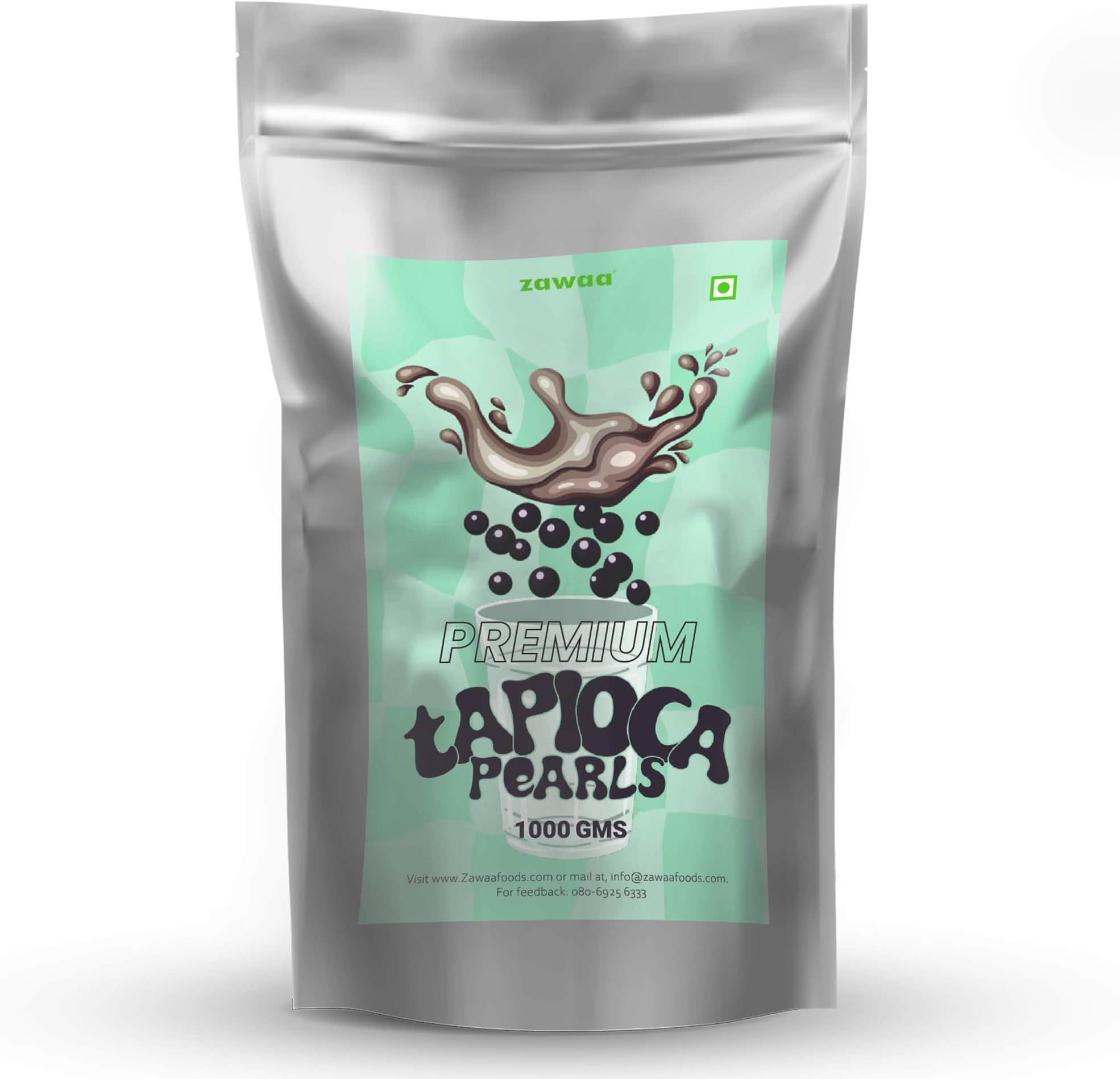 Foods Premium Tapioca Pearls 1kg | Soft & Chewy Boba for Bubble Tea, Milk Tea, Smoothies & Desserts | Quick Cook Cafe-Style Tapioca Balls | Includes 20 Eco-Friendly Paper Straws & Spoon