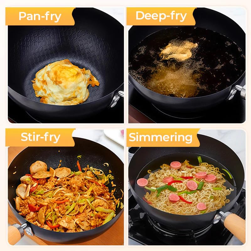Wok redondo de cocina antiadherente con tapa 28 cm miniatura 7