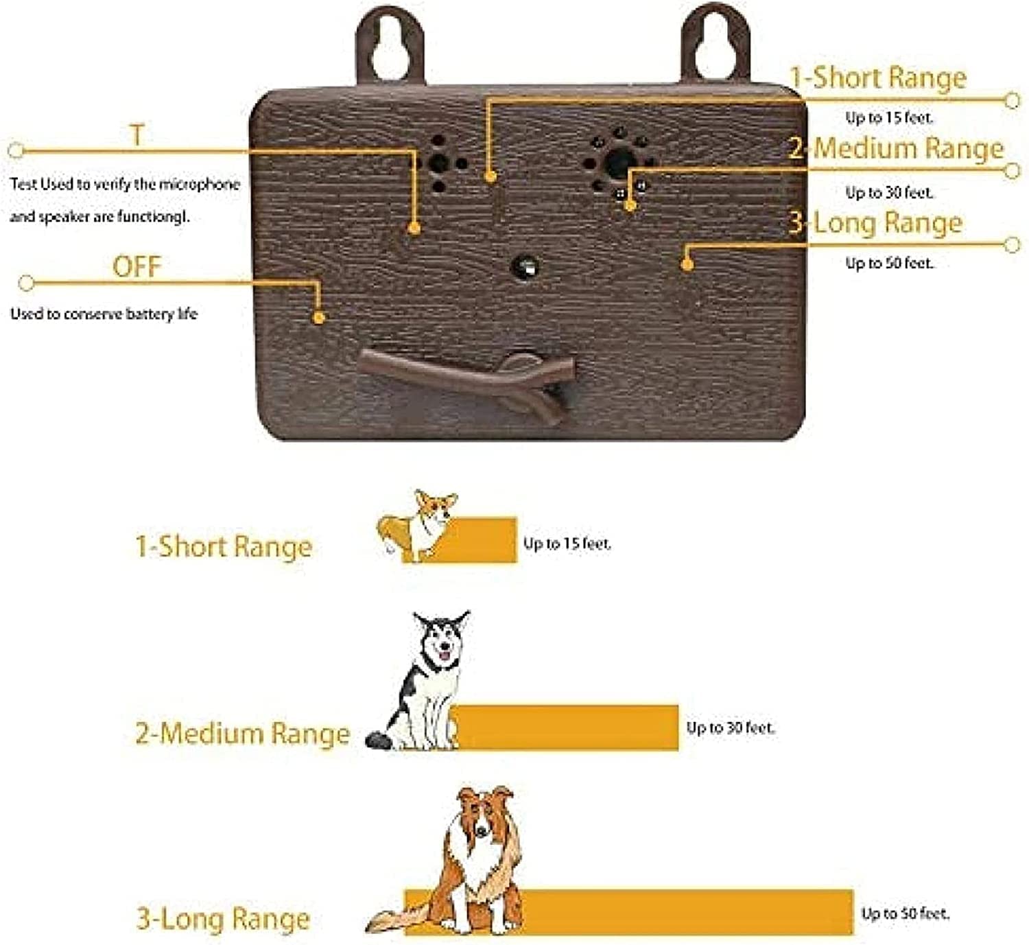 Dispositivo antiladridos para disuadir el control de ladridos, herramienta de entrenamiento para perros, rango seguro para todos los perros, evita ladridos de perros en interiores y exteriores